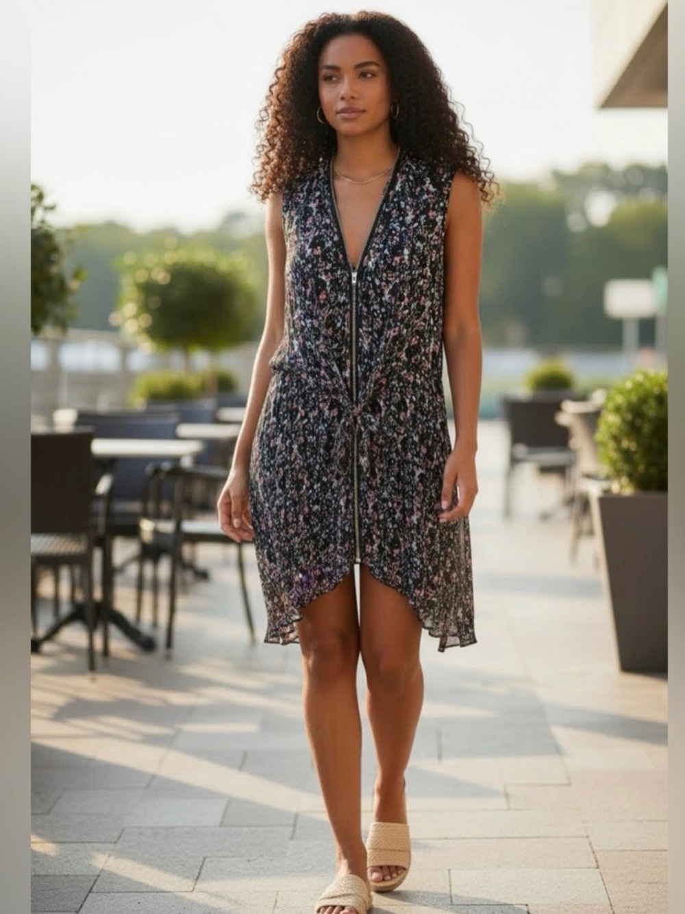 All Saints Black Floral Zip Dress Jayda pepper floral all the round zipper med - Picture 2 of 9